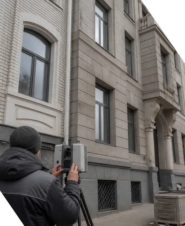 Лазерное сканирование фасадов зданий для обследования в Камышине